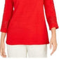 Top de crochê feminino Charter Club com detalhes, vermelho, tamanho 2, extragrande