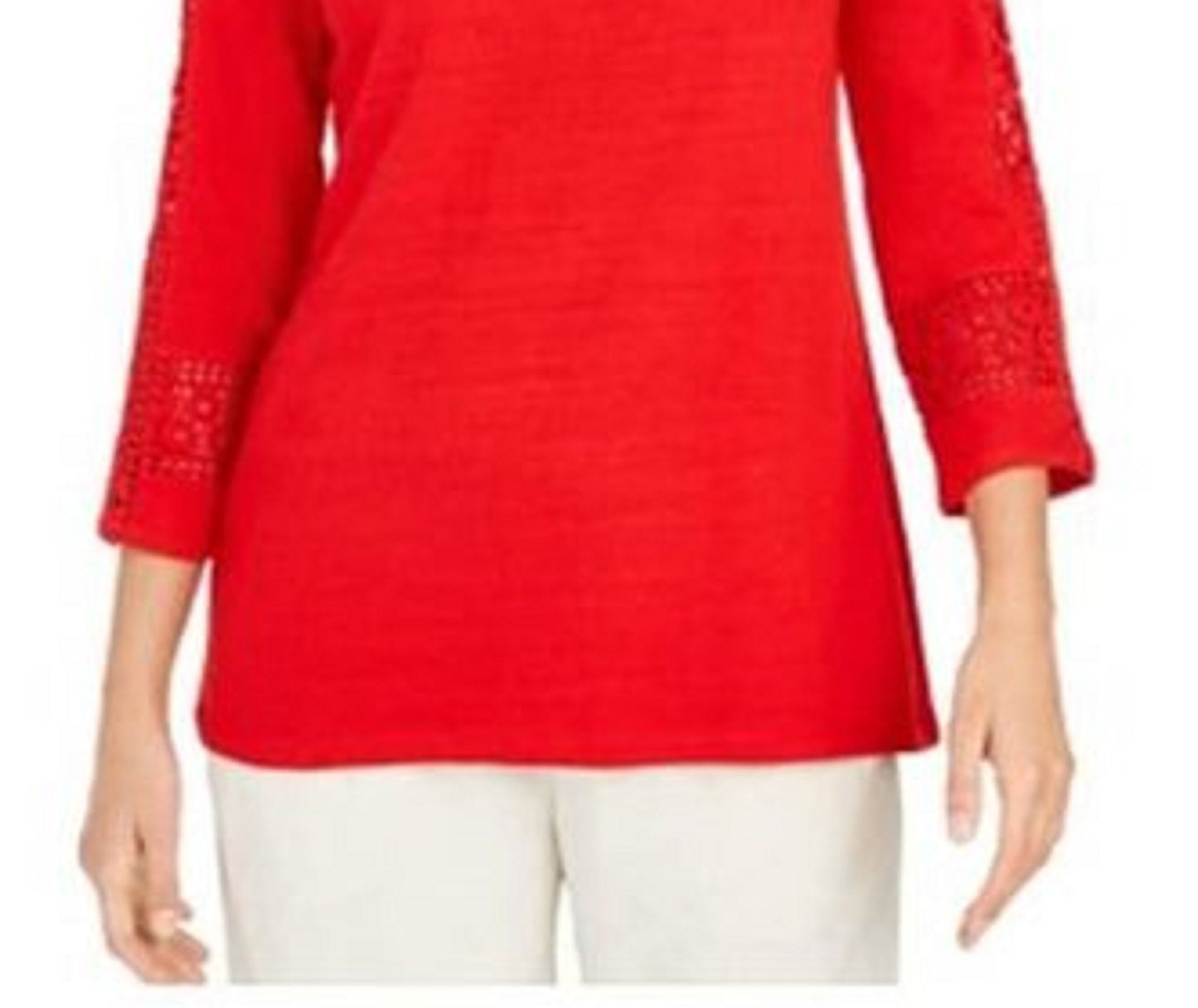 Top de crochê feminino Charter Club com detalhes, vermelho, tamanho 2, extragrande
