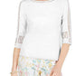 Top de crochê feminino Charter Club com detalhes, branco, tamanho extra grande
