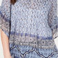 Blusa feminina estilo &amp; co com estampa retrô de cachecol e pregas, azul marinho, tamanho extrapequeno