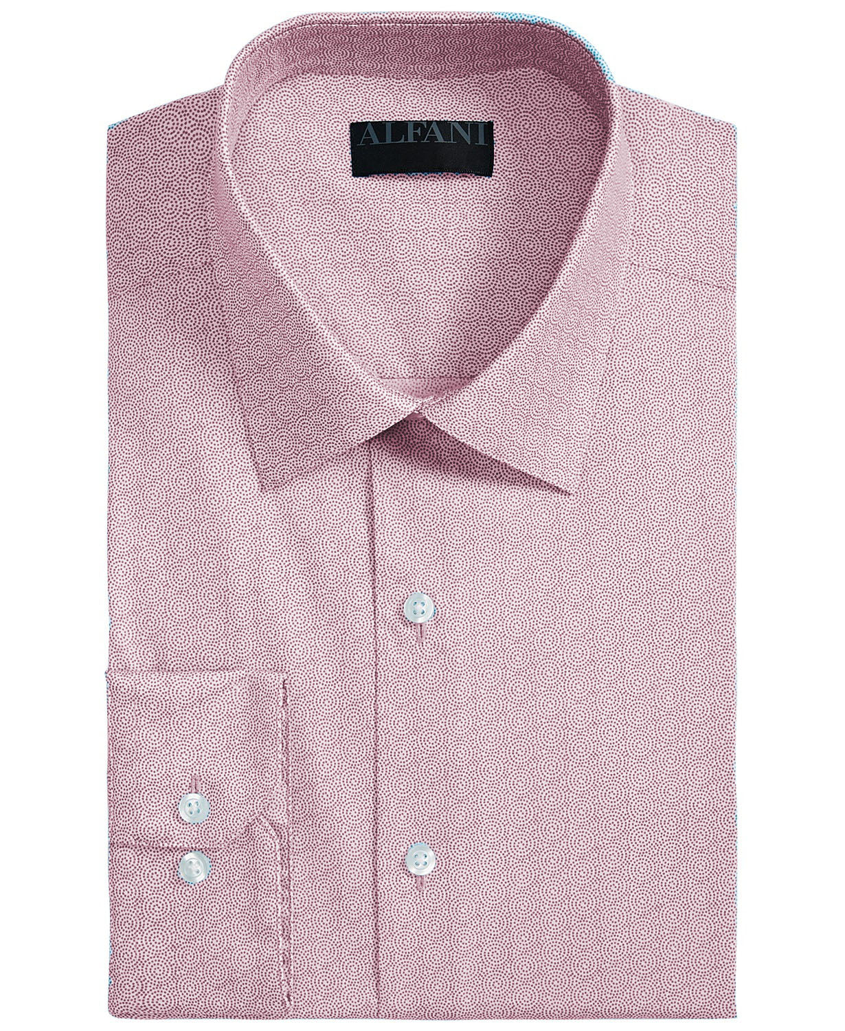 Camisa Alfani Masculina Regular-Fit AlfaTech Spiral Dot Rosa Tamanho 14x32-33