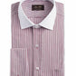 Camisa social masculina Tasso Elba Classic/Regular Fit, sem passar, de algodão Supima, com listras e punho francês, vermelha, tamanho 34-35