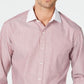 Camisa social masculina Tasso Elba Classic/Regular Fit, sem passar, de algodão Supima, com listras e punho francês, vermelha, tamanho 34-35