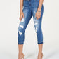 Calça jeans skinny cropped rasgada Incessentials da INC International Concepts, tamanho 2, azul