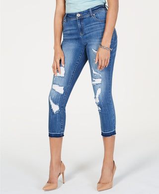 Calça jeans skinny cropped rasgada Incessentials da INC International Concepts, tamanho 2, azul