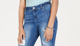 Calça jeans skinny cropped rasgada Incessentials da INC International Concepts, tamanho 2, azul