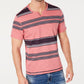 Camiseta listrada masculina INC International Concepts com gola dividida, tamanho médio, rosa, tamanho extragrande