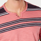 Camiseta listrada masculina INC International Concepts com gola dividida, tamanho médio, rosa, tamanho extragrande