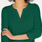 Charter Club Supima Cotton Top com decote aberto feminino Killala Green tamanho pequeno