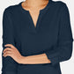 Charter Club Petite Supima Cotton Top com decote aberto para mulheres, azul, tamanho pequeno