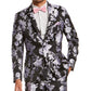 Blazer masculino slim fit floral jacquard da INC International Concepts, tamanho médio, azul-marinho