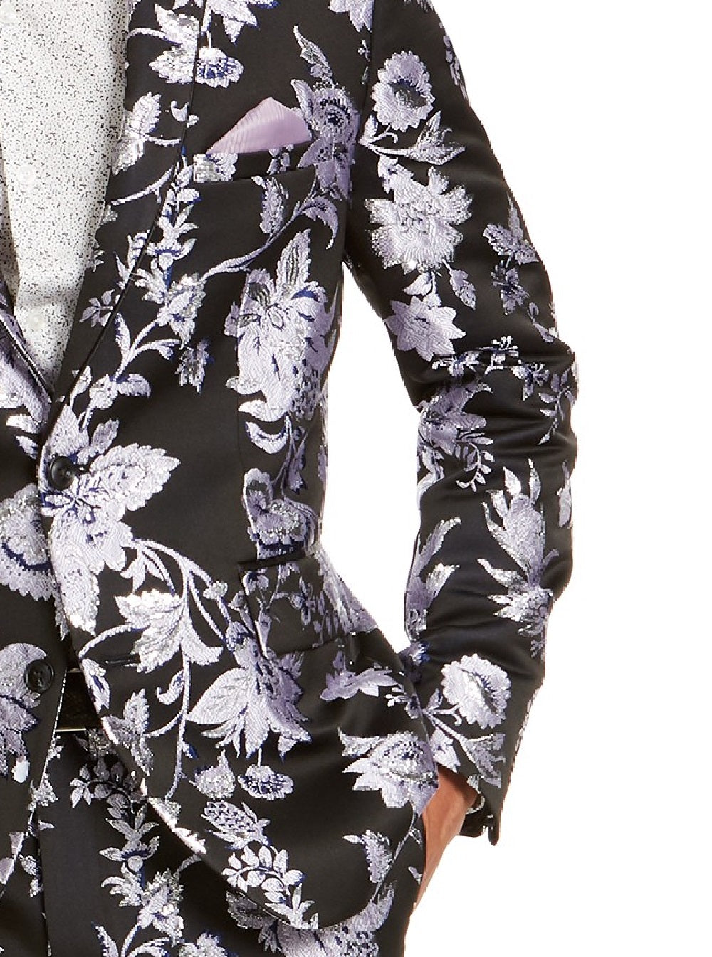 Blazer masculino slim fit floral jacquard da INC International Concepts, tamanho médio, azul-marinho