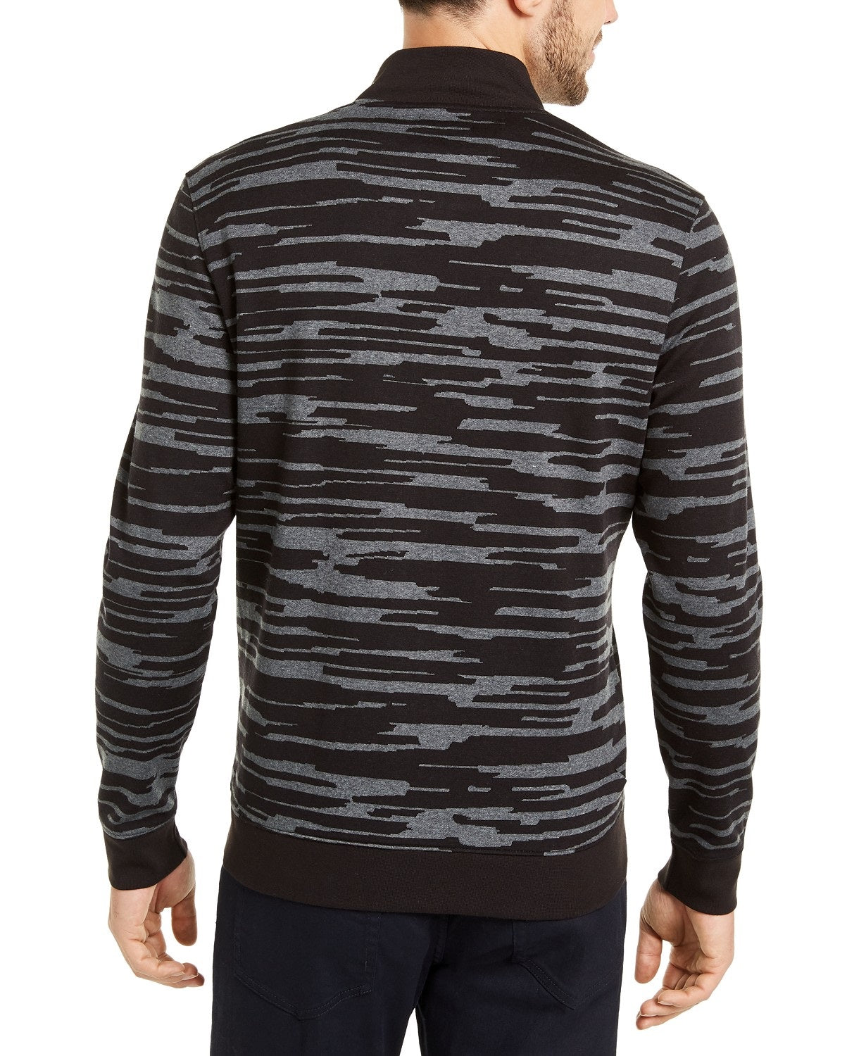 Jaqueta bomber masculina Alfani com estampa abstrata, preta, tamanho pequeno