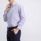 Camisa social masculina Club Room Regular Fit Stretch Tattersall, azul marinho, tamanho 34-35