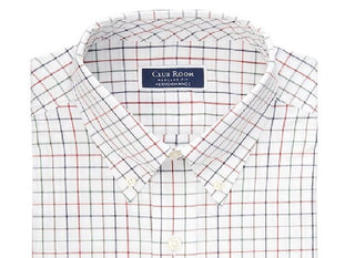 Club Room Men's Stretch Tattersall Dress Shirt White Size 16x34-35