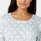 Blusa feminina Karen Scott com estampa de videira e manga 3/4, verde, tamanho grande