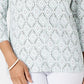 Blusa feminina Karen Scott com estampa de videira e manga 3/4, verde, tamanho grande