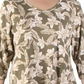 Blusa feminina Karen Scott com estampa floral e decote em V, verde, tamanho médio