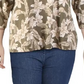 Blusa feminina Karen Scott com estampa floral e decote em V, verde, tamanho médio