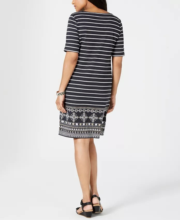 Vestido estampado feminino Karen Scott, preto, tamanho pequeno grande