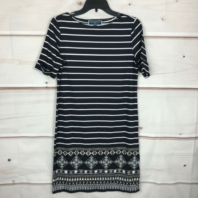 Vestido curto estampado feminino Karen Scott, preto, tamanho médio