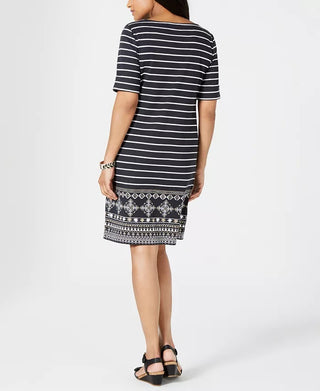 Vestido estampado feminino Karen Scott, preto, tamanho pequeno grande