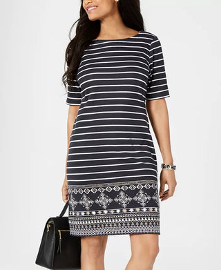 Vestido estampado feminino Karen Scott, preto, tamanho pequeno grande