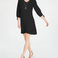 Vestido feminino JM Collection Petite com mangas amarradas e colar, preto, tamanho pequeno