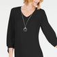 Vestido feminino JM Collection Petite com mangas amarradas e colar, preto, tamanho pequeno