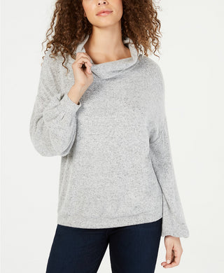 Blusa de malha com gola alta feminina INC International Concepts, cinza, tamanho grande