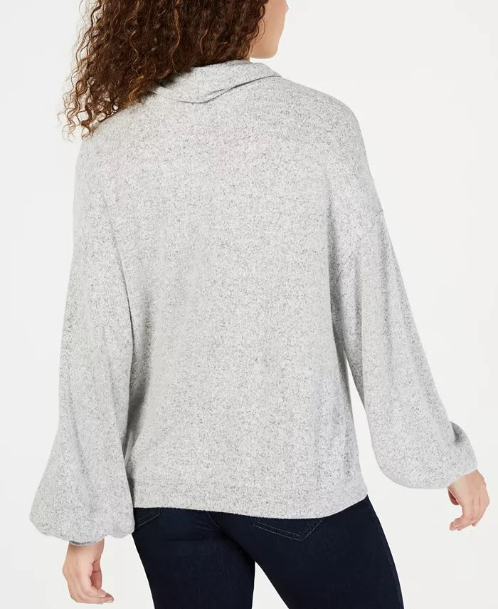 Blusa de malha com gola alta feminina INC International Concepts, cinza, tamanho grande