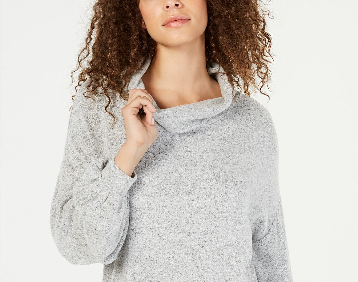 Blusa de malha com gola alta feminina INC International Concepts, cinza, tamanho grande