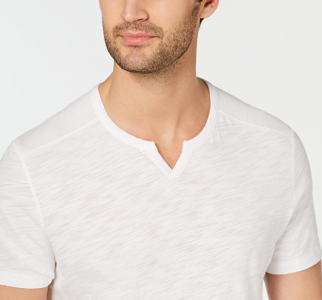 Camiseta masculina canelada com fenda INC International Concepts, branca, tamanho médio