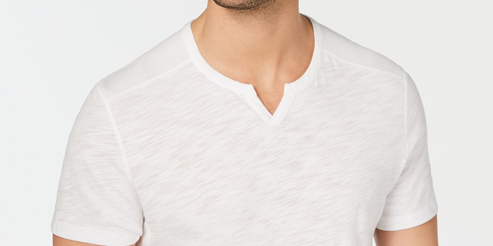 Camiseta masculina com nervuras e fenda INC International Concepts, branca, tamanho XX-G