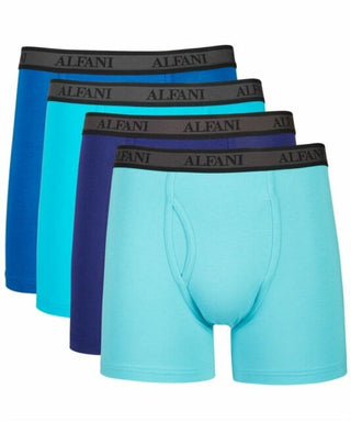 Cuecas boxer masculinas Alfani, pacote com 4, em microfibra, azul-marinho, tamanho pequeno