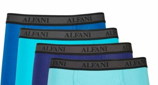 Cuecas boxer masculinas Alfani, pacote com 4, em microfibra, azul-marinho, tamanho pequeno
