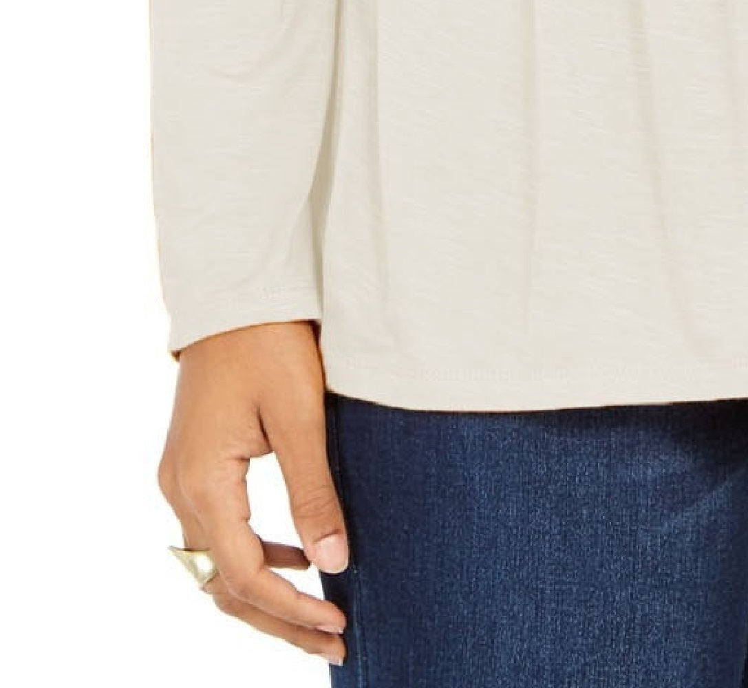 Top drapeado com renda frontal feminino Style &amp; Co, bege, tamanho pequeno