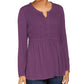 Top drapeado com renda frontal feminino Style &amp; Co, roxo, tamanho grande