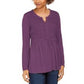 Top drapeado com renda frontal feminino Style &amp; Co, roxo, tamanho extragrande
