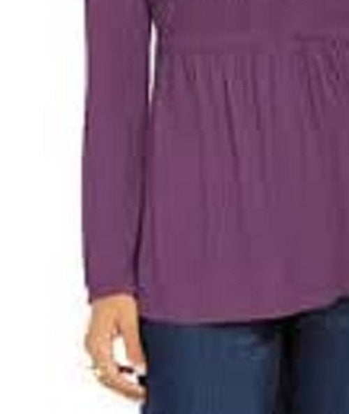 Top drapeado com renda frontal feminino Style &amp; Co, roxo, tamanho extragrande