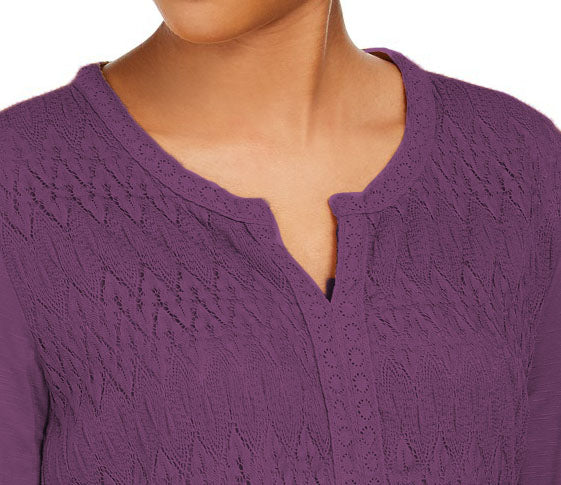 Top drapeado com renda frontal estilo &amp; co feminino, tamanho médio, roxo, extra pequeno