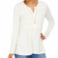 Top drapeado com renda frontal estilo &amp; co feminino, branco, tamanho grande
