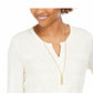 Top drapeado com renda frontal estilo &amp; co feminino, branco, tamanho grande
