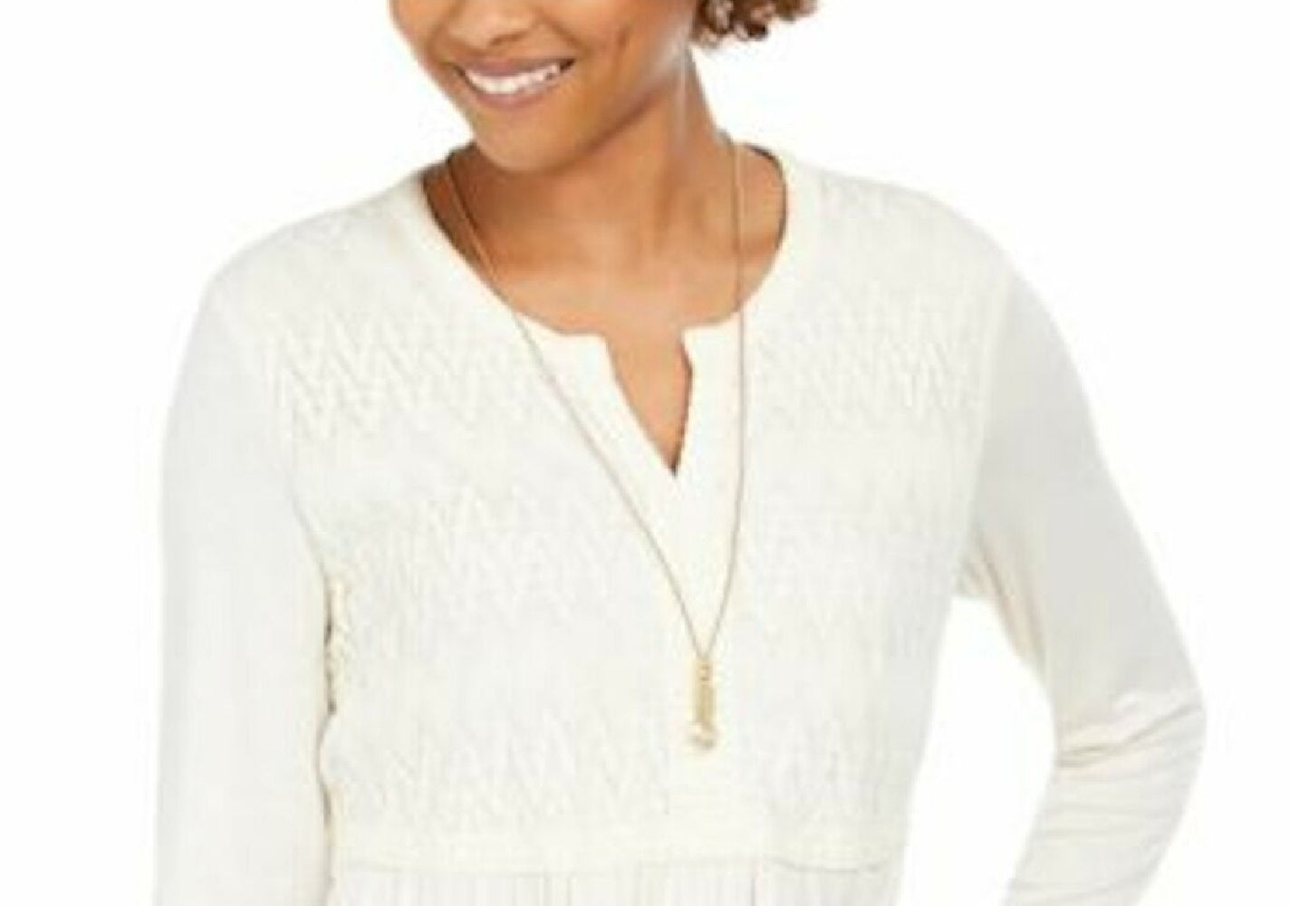 Top drapeado com renda frontal estilo &amp; co feminino, tamanho extra grande, marfim