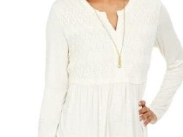 Top drapeado com renda frontal estilo &amp; co feminino, tamanho extra grande, marfim