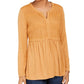 Top drapeado com renda frontal feminino Style &amp; Co, dourado, tamanho M