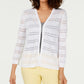 Cardigan feminino listrado Pointelle Charter Club, branco, tamanho pequeno