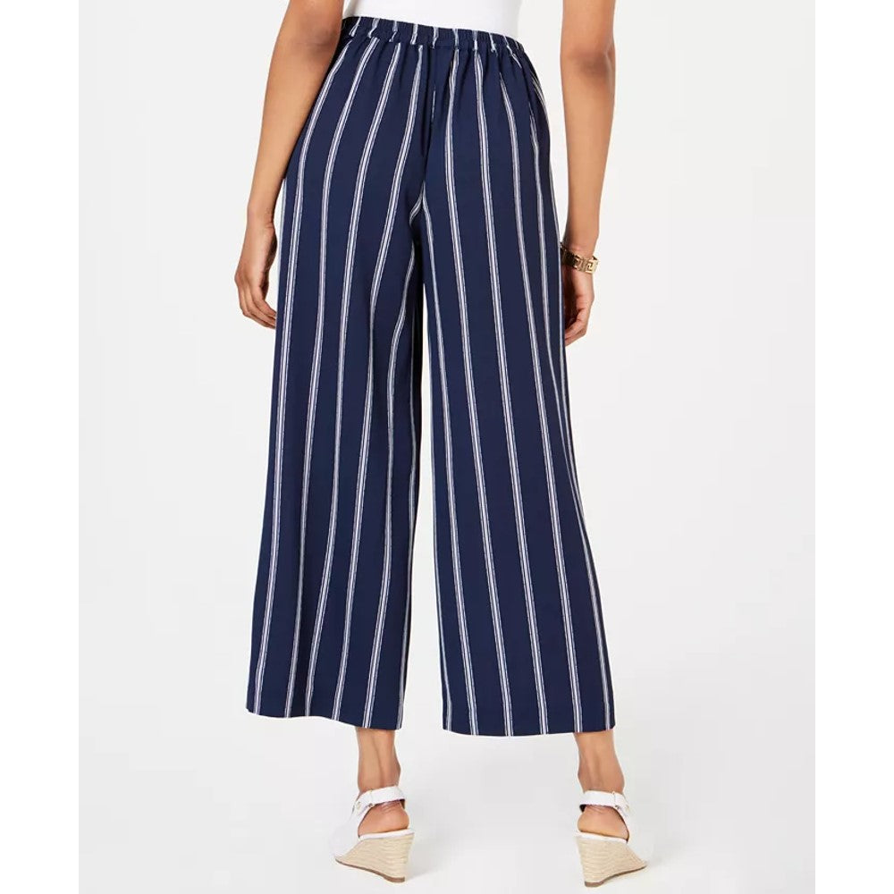 Calça feminina listrada e larga, azul, tamanho 2, extra grande, Charter Club