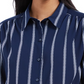 Camisa feminina listrada com amarração frontal Charter Club, azul, tamanho grande