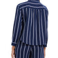 Camisa feminina listrada com amarração frontal Charter Club, azul, tamanho pequeno